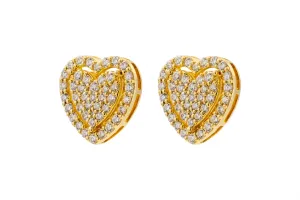 9ct Yellow Gold Diamond Heart Studs 1.10cts 4.5g