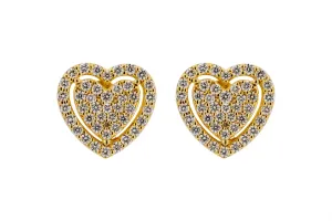 9ct Yellow Gold Diamond Heart Studs 1.10cts 4.5g
