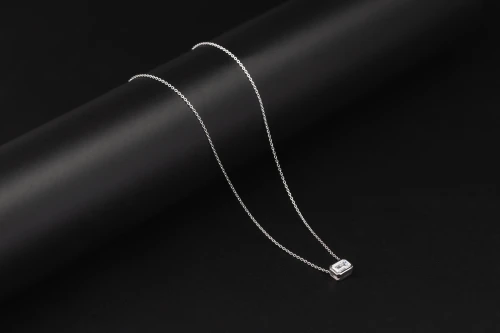 Sterling Silver Lab Grown Emerald Cut Diamond Necklace 1.00ct