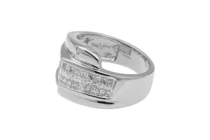 14ct White Gold Princess Pave Set Diamond Ring 1.50ct 8.5g