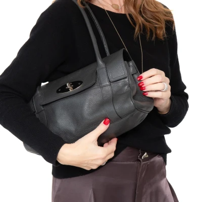 Mulberry Bayswater East West Seal Grey Leather Bag