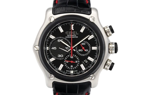 Ebel 1911 BTR Chronograph 45mm Black Leather E9137L73 Circa 2000s