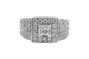 14ct White Gold Diamond Mens Ring 1.53ct