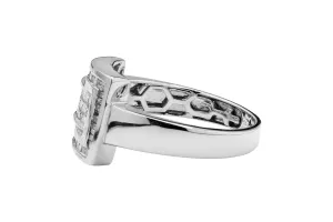 14ct White Gold Buckle Ring Baguette And Princess Cut 1.00ct