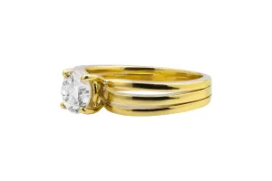 9ct Yellow Gold Triple Band Diamond Engagement Ring 0.72ct