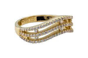 9ct Yellow Gold CZ Multi-Row Dress Ring 3.9g
