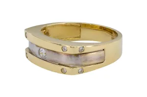 9ct Yellow Gold Cubic Zirconia Two-Tone Band Ring