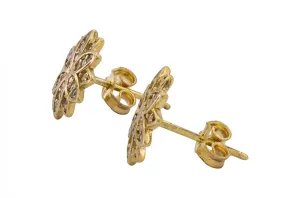 9ct Yellow Gold Cubic Zirconia Flower Stud Earrings