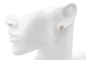 14ct White Gold Diamond Cross Stud Earrings 0.75ct