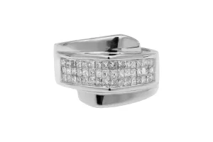 14ct White Gold Princess Pave Set Diamond Ring 1.50ct 8.5g