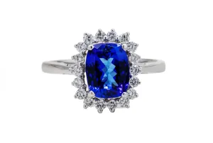 18ct White Gold Tanzanite Diamond Ring 1.85ct