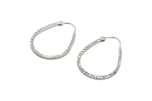 9ct White Gold Hammered Hoop Earrings 1.2g