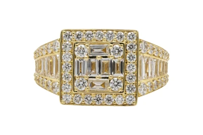 9ct Yellow Gold Baguette Diamond Square Ring 1.98ct