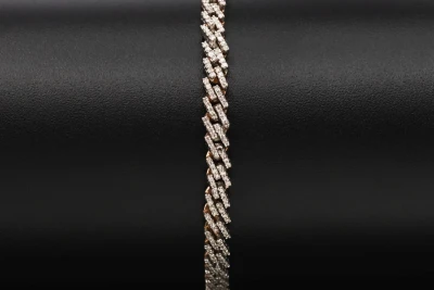 9ct Rose Gold Diamond Mirco Cuban Bracelet 4mm