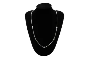9ct White Gold Cubic Zirconia Necklace 17" 4.1g