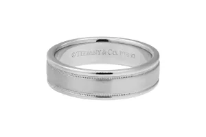 Tiffany & Co. Platinum 950 Double Millgrain Wedding Band 5.95mm