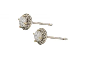 18ct White Gold Halo Diamond Stud Earrings 0.50ct