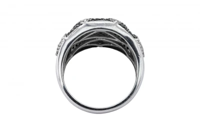9ct White Gold Black & White Diamond Pattern Ring