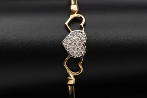 9ct Yellow Gold Cubic Zirconia Heart Baby Bangle 3.8g