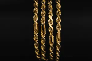 9ct Yellow Gold Diamond Cut Rope Chain 32" 44.95g