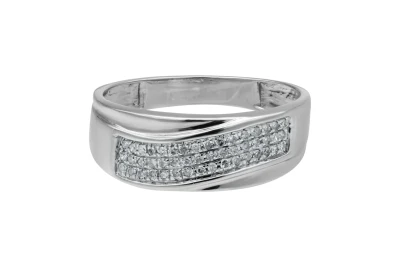 9ct White Gold 3 Row Diamond Ring 0.20ct 2g