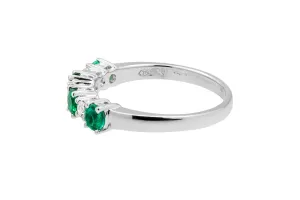 18ct White Gold Diamond & Emerald Eternity Band 0.15ct