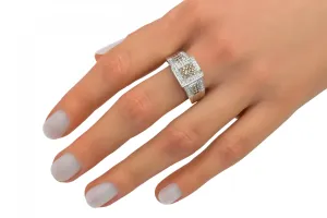 14ct White Gold White & Chocolate Diamond Square Mens Ring 0.98ct