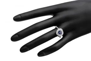 18ct White Gold Heart Shaped Halo Sapphire & Diamond Ring 0.56cts