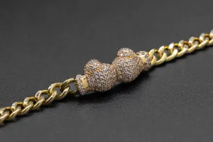 9ct Yellow Gold Cubic Zirconia Children's Bracelet Boxing Gloves 12.9g