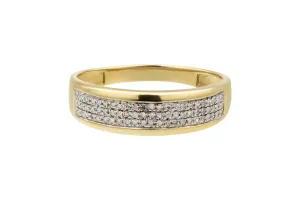 9ct Yellow Gold Micropave Diamond Wedding Band 0.30ct