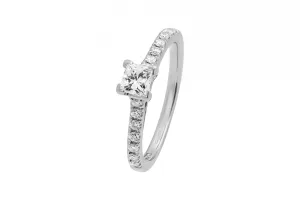 18ct White Gold Princess Cut Diamond Engagement Ring 0.45ct 2.5g
