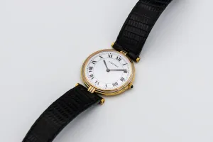 Cartier Vendome Tricolore 25mm 18ct Yellow Gold Black Leather 8100 Circa 1990s
