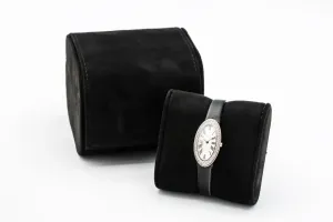 Tiffany & Co Cocktail Watch 22x35mm 18ct White Gold Black Leather Circa 1990s