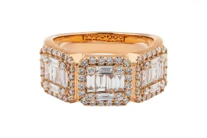 18ct Rose Gold Diamond Baguette ring 2.01cts