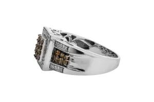 14ct White Gold Mens Diamond Ring With White And Cognac Diamonds App 1cts