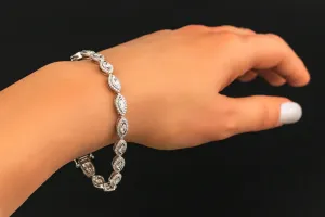 9ct White Gold Diamond Marquise Bracelet 3.02ct