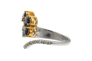 18ct White Gold Diamond & Sapphire Dress Ring – 1.29ct Sapphire & 0.34ct Diamonds