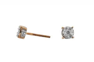 9ct Rose Gold Diamond Stud Earrings 1.4g