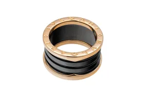 Bvlgari B.zero1 Four Band Ring 18ct Rose Gold & Black Ceramic Size 54 (M)