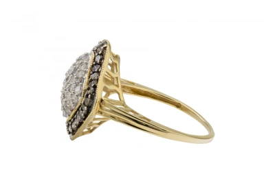 9ct Yellow Gold White And Champagne Diamond Cluster Ring 0.92ct