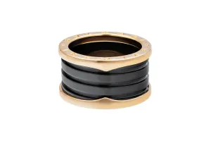 Bvlgari B.zero1 Four Band Ring 18ct Rose Gold & Black Ceramic Size 54 (M)