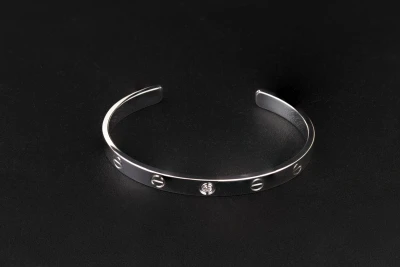 Cartier LOVE 1 Diamond Cuff Bracelet 18ct White Gold Size 18 0.10ct