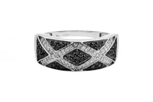 9ct White Gold Black And White Diamond Ring 0.41ct