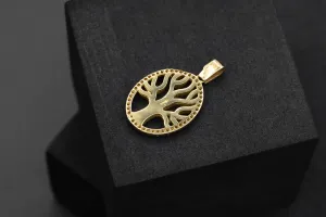 9ct Yellow Gold Tree Of Life Cubic Zirconia Pendant 3.1g