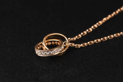 Cartier LOVE Half-Pavé Diamond Pendant 18ct Rose Gold Necklace 0.22ct