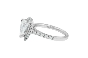 18ct White Gold Lab Diamond Pear Shape Halo Engagement Ring 0.15ct IGI Certified