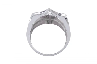 9ct White Gold Square Diamond Cluster Signet Ring