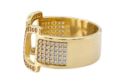 9ct Yellow Gold Initial Style CZ Statement Ring