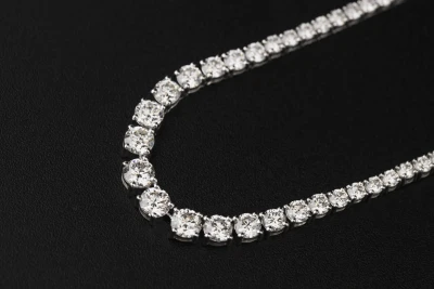 18ct White Gold Graduated Diamond Tennis Necklace 14.25ct