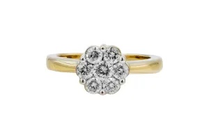 14ct Yellow Gold Flower Diamond Ring 0.70ct 4g
